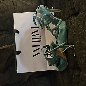 WhBm light teal heels